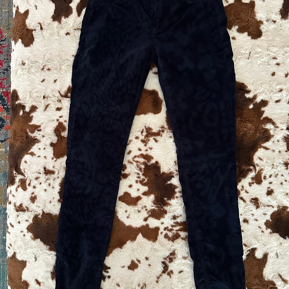 Hudson Jeans Navy Blue leopard print  velvet skinny midrise